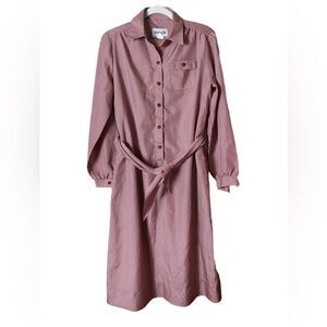 Henry Lee Wms Sz 12 Red Gingham Belted Shirtwaist Button Dress Vintage 1980s USA